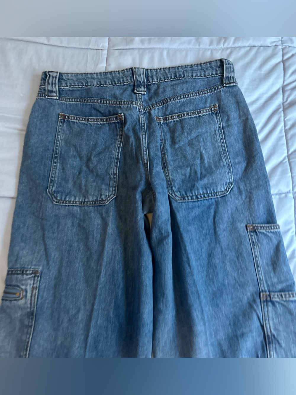 Wild Fable High Rise Cargo Utility Classic Wide leg denim Pants Women’s 12/R - Picture 10 of 10